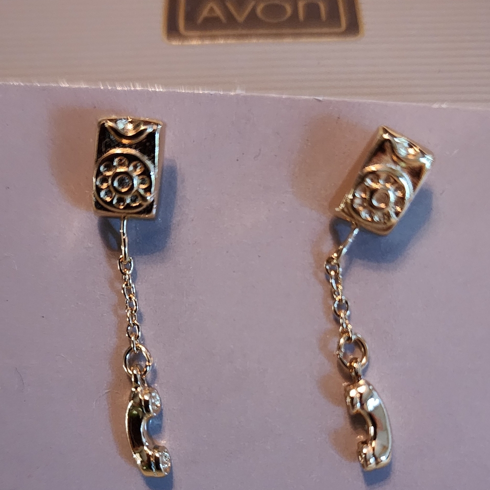 Avon Gold Chain Drop Earrings--Vintage rotary phone